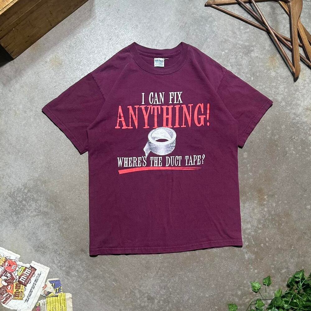 Vintage Y2K I Can Fix Anything Duct Tape" Funny Comedy Tee Mens Large Joke Shirt